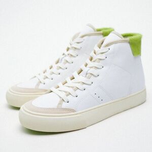 ZARA SIZE EU 40‎ women’s 9 shoes COLOURED LEATHER HIGH-TOP TRAINERS real leather